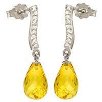 Citrine and Diamond Droplet Earrings 4.5ctw in 9ct White Gold