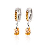 Citrine Droplet Huggie Earrings 5.35ctw in 9ct White Gold