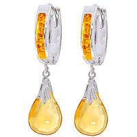 Citrine Droplet Huggie Earrings 6.85ctw in 9ct White Gold