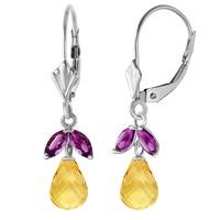 citrine and amethyst snowdrop earrings 34ctw in 9ct white gold