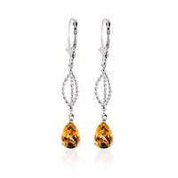 Citrine Sceptre Drop Earrings 3.0ctw in 9ct White Gold