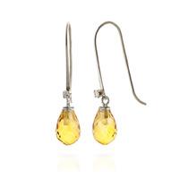 citrine and diamond drop earrings 135ctw in 9ct white gold