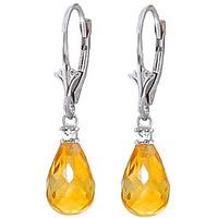 Citrine and Diamond Droplet Earrings 4.5ctw in 9ct White Gold