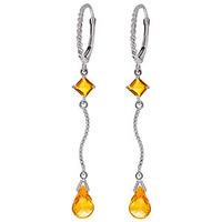 Citrine Twist Drop Earrings 3.5ctw in 9ct White Gold