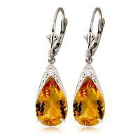 Citrine Snowcap Drop Earrings 10.0ctw in 9ct White Gold