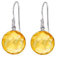 Citrine Chequer Cut Drop Earrings 12.0ctw in 9ct White Gold