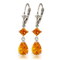 Citrine Droplet Earrings 4.5ctw in 9ct White Gold