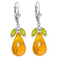 citrine and peridot snowdrop earrings 150ctw in 9ct white gold