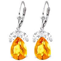 Citrine and White Topaz Drop Earrings 13.0ctw in 9ct White Gold