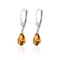 Citrine Belle Drop Earrings 2.85ctw in 9ct White Gold