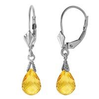 Citrine Droplet Briolette Earrings 2.5ctw in 9ct White Gold