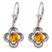 Citrine Corona Drop Earrings 1.1ctw in 9ct White Gold