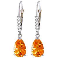 Citrine and Diamond Belle Drop Earrings 3.0ctw in 9ct White Gold