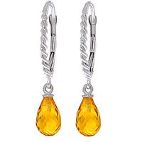 Citrine Plait Stem Briolette Drop Earrings 3.0ctw in 9ct White Gold