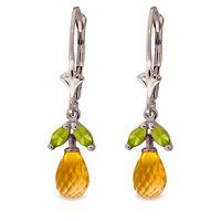 citrine and peridot snowdrop earrings 34ctw in 9ct white gold