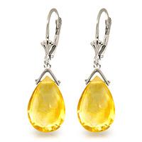 Citrine Droplet Briolette Earrings 10.2ctw in 9ct White Gold