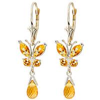 Citrine Butterfly Drop Earrings 2.74ctw in 9ct White Gold