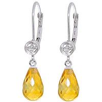 Citrine and Diamond Illusion Drop Earrings 4.5ctw in 9ct White Gold