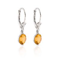 Citrine Drop Earrings 3.1ctw in 9ct White Gold