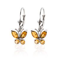 Citrine Butterfly Drop Earrings 1.24ctw in 9ct White Gold