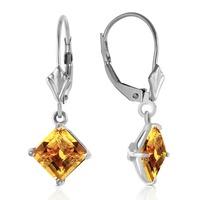 Citrine Drop Earrings 3.2ctw in 9ct White Gold