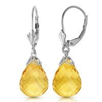 Citrine Crown Briolette Drop Earrings 14.0ctw in 9ct White Gold