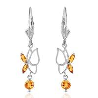 Citrine Butterfly Drop Earrings 0.35ctw in 9ct White Gold