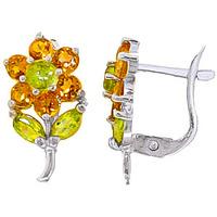 citrine and peridot flower petal stud earrings 212ctw in 9ct white gol ...