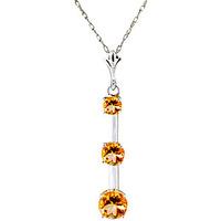 Citrine Bar Pendant Necklace 1.25ctw in 9ct White Gold