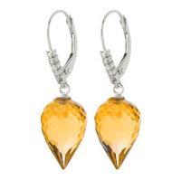 Citrine and Diamond Drop Earrings 19.0ctw in 9ct White Gold