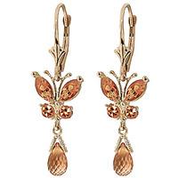 Citrine Butterfly Drop Earrings 2.74ctw in 9ct Gold