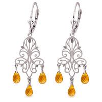 Citrine Mirage Briolette Drop Earrings 3.75ctw in 9ct White Gold