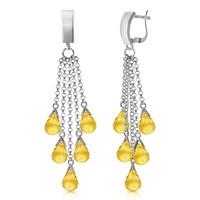 Citrine Droplet Briolette Earrings 7.3ctw in 9ct White Gold