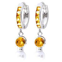 Citrine and Pearl Huggie Earrings 4.15ctw in 9ct White Gold