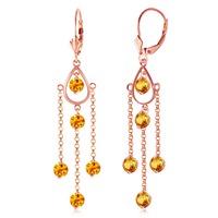 Citrine Faro Drop Earrings 3.0ctw in 9ct Rose Gold