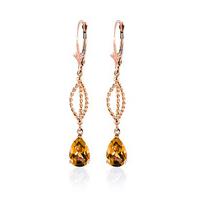 Citrine Sceptre Drop Earrings 3.0ctw in 9ct Rose Gold