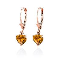 citrine heart drop earrings 305ctw in 9ct rose gold