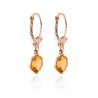 Citrine Drop Earrings 3.1ctw in 9ct Rose Gold