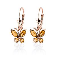 Citrine Butterfly Drop Earrings 1.24ctw in 9ct Rose Gold