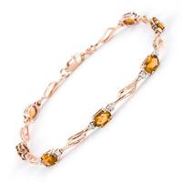 Citrine and Diamond Classic Tennis Bracelet 3.38ctw in 9ct Rose Gold