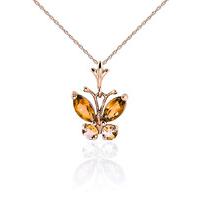 Citrine Butterfly Pendant Necklace 0.6ctw in 9ct Rose Gold