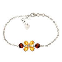 citrine and garnet adjustable bracelet 315ctw in 9ct white gold