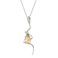 Citrine and Diamond Serpent Pendant Necklace 2.25ct in 9ct White Gold