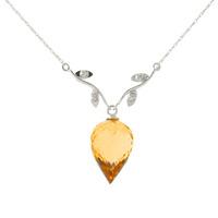 citrine and diamond pendant necklace 95ct in 9ct white gold