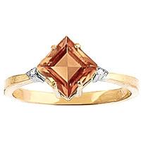 Citrine and Diamond Ring 1.75ct in 9ct Gold