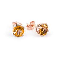 Citrine Stud Earrings 3.1ctw in 9ct Rose Gold