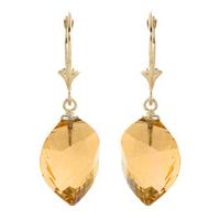 Citrine Briolette Drop Earrings 23.5ctw in 9ct Gold