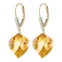 Citrine and Diamond Drop Earrings 23.5ctw in 9ct Gold