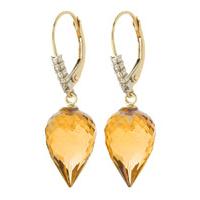 citrine and diamond drop earrings 190ctw in 9ct gold