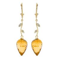 Citrine and Diamond Drop Earrings 19.0ctw in 9ct Gold